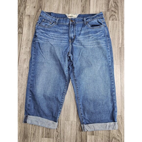 (3/$35) Levis Bermuda Shorts Womens 14 Mid Rise Rolled Cuff Relaxed Denim Casual - Picture 1 of 13